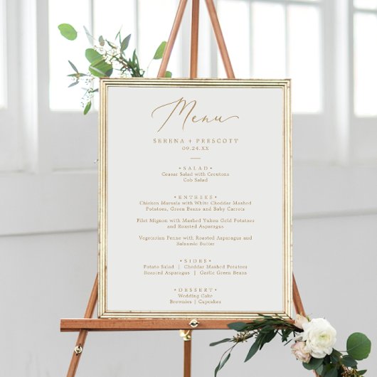 Poster Délicat Gold Calligraphy Menu Mariage Dîner