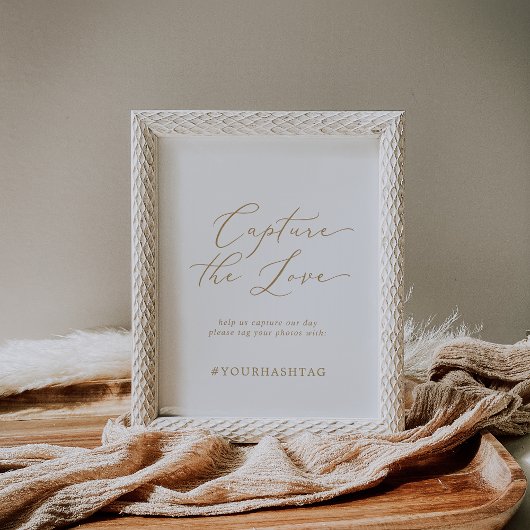 Poster Délicat Gold Capture The Love Hashtag Sign