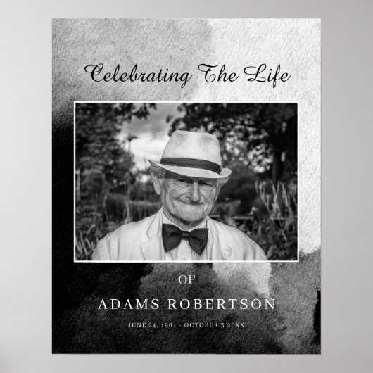 Poster Délicat noir et blanc Funérailles Bienvenue photo (Devant)