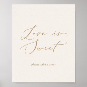 Poster Délicat Or et Crème Amour Est Douce Mariage