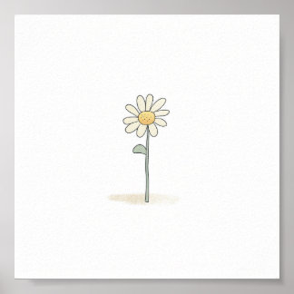Poster Delicate Daisy Illustration - Simple Sweet Flower