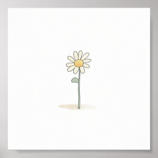 Poster Delicate Daisy Illustration - Simple Sweet Flower (Devant)