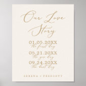 Poster Delicate Gold and Cream Our Love Story Wedding (Devant)