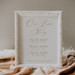 Poster Delicate Gold and Cream Our Love Story Wedding<br><div class="desc">This delicate gold and cream our love story wedding poster is perfect for a modern wedding. The romantic minimalist design features lovely and elegant champagne golden yellow typography on an ivory cream background with a clean and simple look.</div>