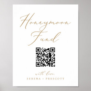 Poster Delicate Gold Calligraphy QR Code Honeymoon Fund