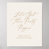 Poster Delicate Gold Cream Wedding Favors Party Poppin' (Devant)
