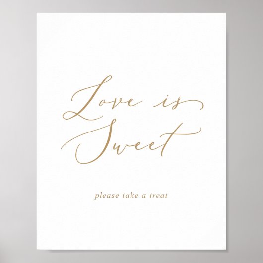 Poster Delicate Gold Love Is Sweet Mariage Sign (Devant)