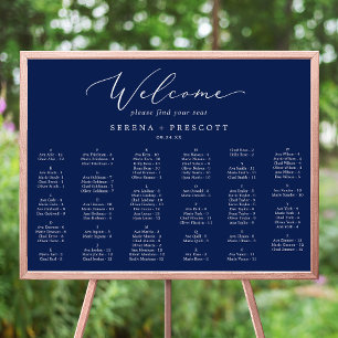 Poster Delicate Navy Blue Alphabetical Seating Chart