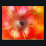 Poster Delicate Tropical Flower in Orange and Yellow<br><div class="desc">Large modern tropical flower in shades of orange and yellow with delicate details..</div>