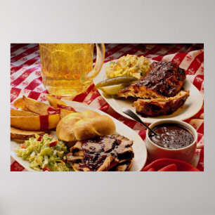 Poster Délicieux boeuf barbecue sur un kaiser bun