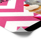 POSTER DÉLICIEUX CUPCAKES DESERT SHOP/ CHEVRON BLANC ROSE (Coin)
