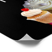 POSTER DÉLICIEUX CUPCAKES DESERT SHOP/ CHEVRON BLANC ROSE (Coin)