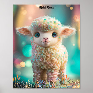 Poster Délicieux Décor Fantaisiste et Coloré d'Agneau Béb