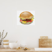 Poster Délicieux hamburger ou cheeseburger. (Cuisine)