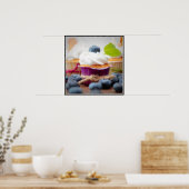 Poster Delicious Blueberry Cupcake with Whipped Cream (Cuisine)