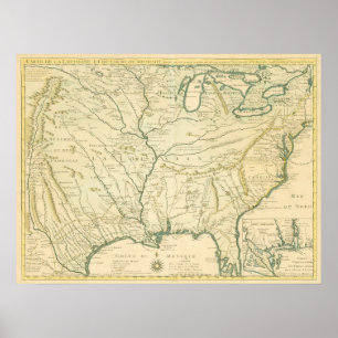Poster Delisle. Carte de la Louisiane…. Paris, 1718