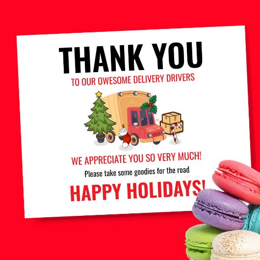 Poster Delivery Driver Thank You Snack Sign