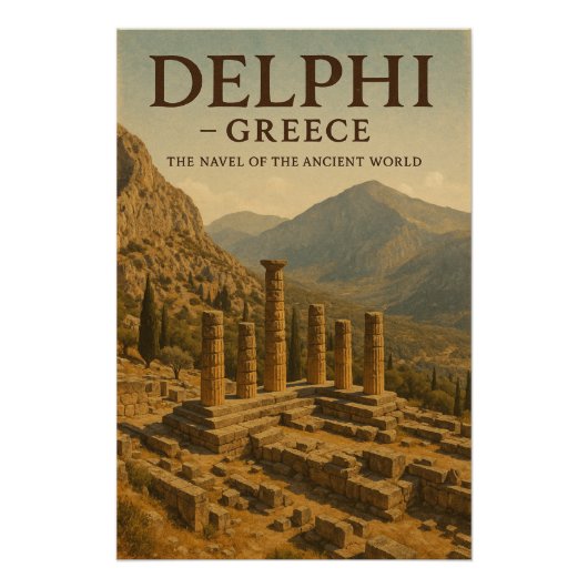 Poster Delphi — Grèce, Le Nombril du Monde Antique. (Devant)