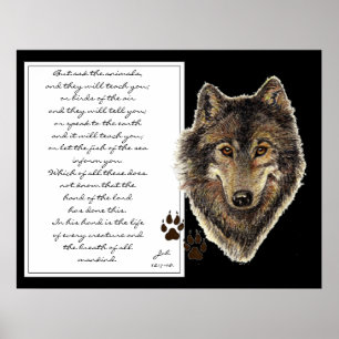 Poster Demandez à l'Écriture Animaux de Job Watercolor Wo