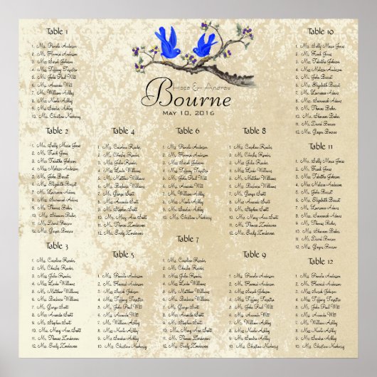Poster Démarre à 13,20 $ Plan de table 12 tables (Devant)