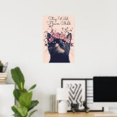 Poster Demeurez Sauvage, Fleur Enfant Chat Floral Matte P (Bureau à domicile)