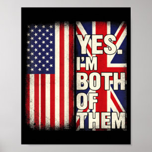 Poster Demi-américain demi-britannique drapeau États-Unis