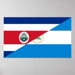 Poster demi de symbole de drapeau du Costa Rica Nicaragua
