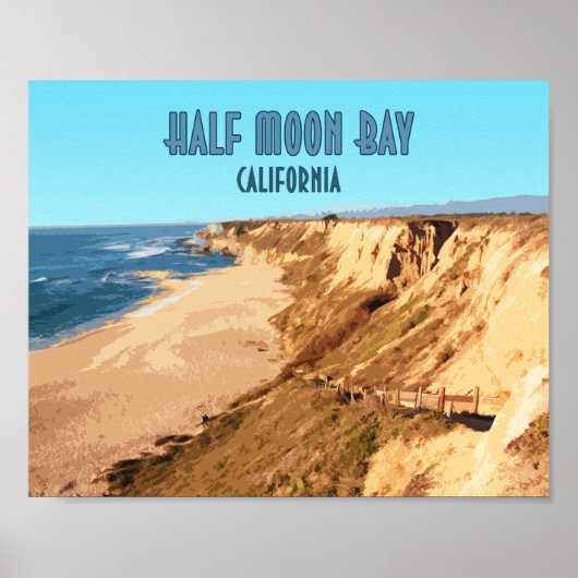 Poster Demi Moon Bay Californie Vintage (Devant)
