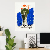 Poster Démocratie .. un défi WPA (Bureau à domicile)