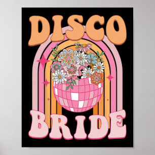 Poster Demoiselle d'honneur de la mariée Disco Rétro Arc-