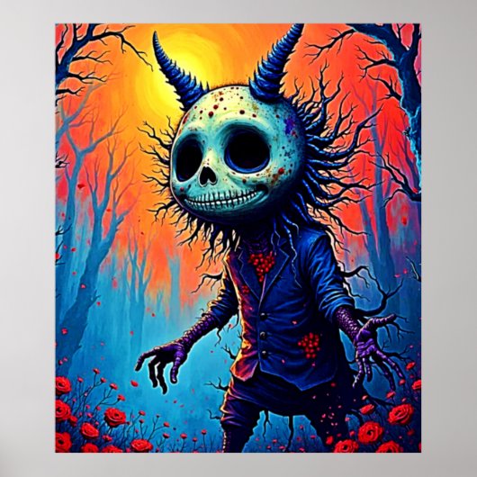 Poster Démon déplaisant en bois Éffrayant (Devant)