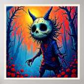 Poster Démon déplaisant en bois Éffrayant (Devant)