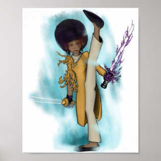 Poster Demon slayer Afro Tia kick glowing red eyes