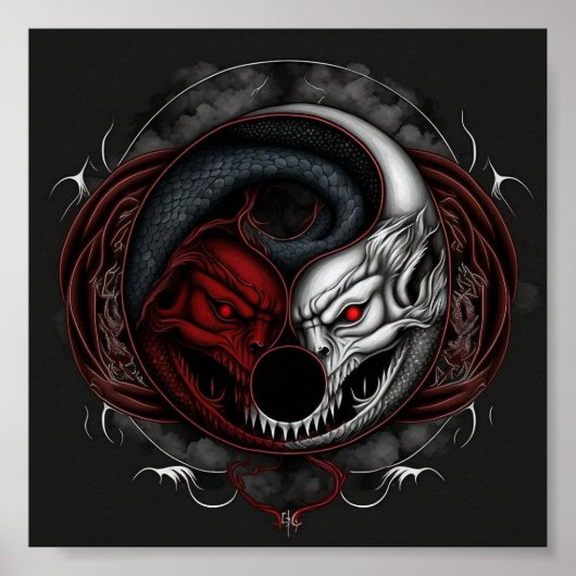 Poster Demon Wolf Yin Yang Graphic (Devant)
