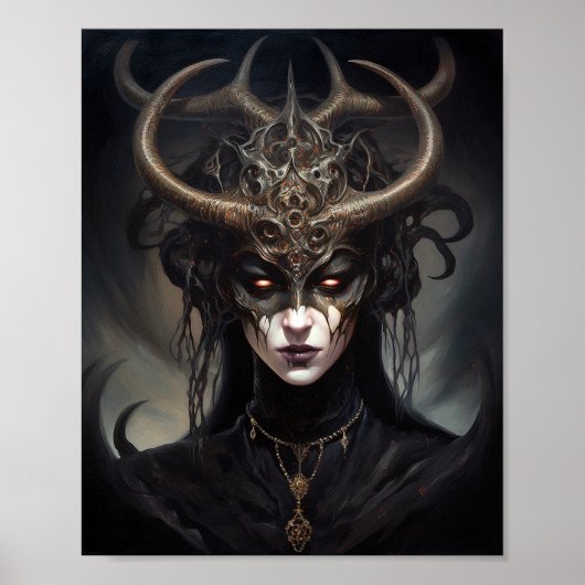 Poster Demon Woman Queen Dark Imaginaire Art (Devant)