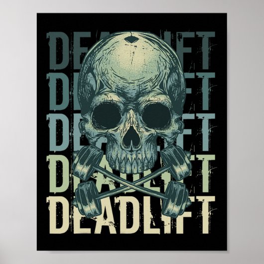 Poster Démontage Skull Skeleton Exercice Powerlifting Gym (Devant)