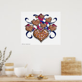 Poster d'Empreinte de léopard Hearts Rose & Blue B (Cuisine)