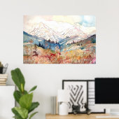 Poster Denali National Park Watercolor (Bureau à domicile)