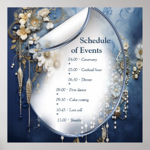 Poster Déni bleu 3-D tendance Imprimer avec bijoux costum