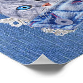 Poster Denim avec dentelle de crème et chatons (Coin)