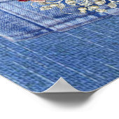 Poster Dénim bleu, dentelle, bijoux costume & chatons (Coin)