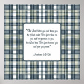 Poster Denim Blue Sage Vert Blanc Plaid Blessing (Devant)