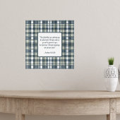 Poster Denim Blue Sage Vert Blanc Plaid Blessing