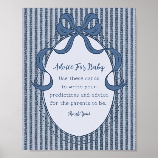 Poster Denim Coquette Bow Blue Jean Advice for Baby (Devant)