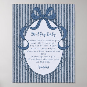 Poster Denim Coquette Bow Blue Jean Ne dites pas au bébé