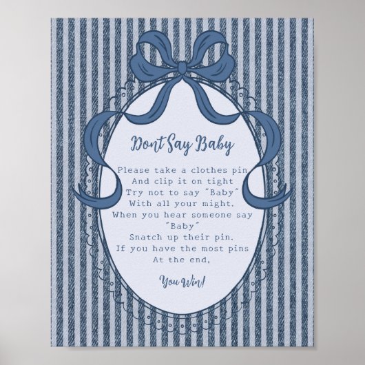 Poster Denim Coquette Bow Blue Jean Ne dites pas au bébé (Devant)