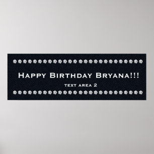 Poster Denim & Diamonds Glam Custom Birthday Party Banner