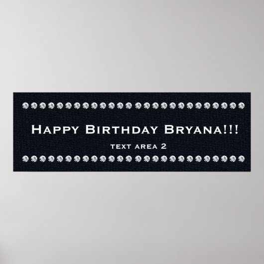 Poster Denim & Diamonds Glam Custom Birthday Party Banner (Devant)