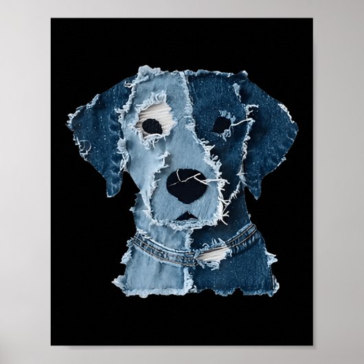 Poster Denim drôle rétro patch animal Chien (Devant)