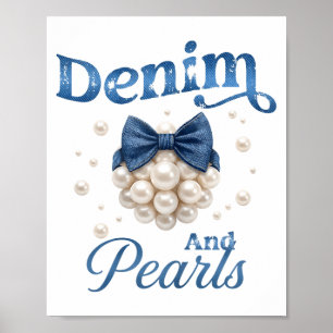 Poster Denim et perles noeud papillon jean western cowgir